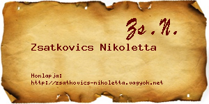 Zsatkovics Nikoletta névjegykártya